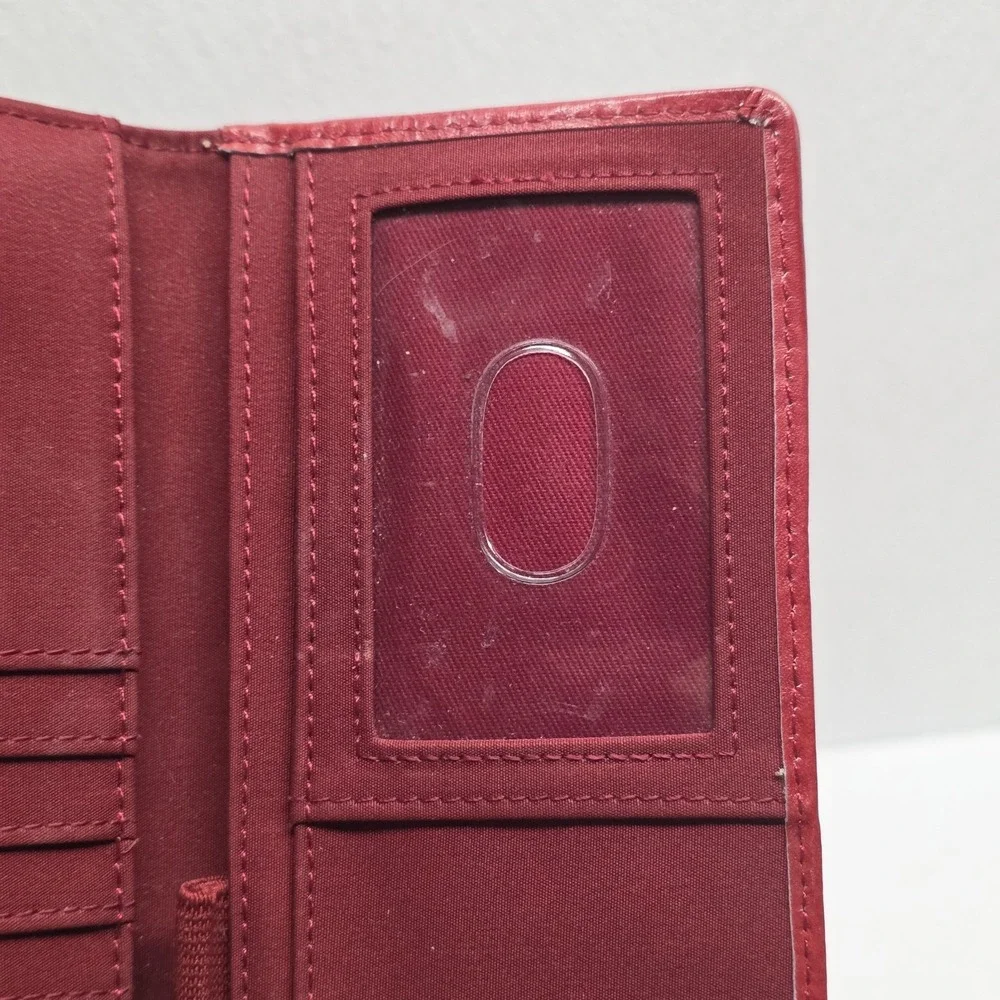 Fossil Red Leather Multicolor Patchwork Wallet Vintage